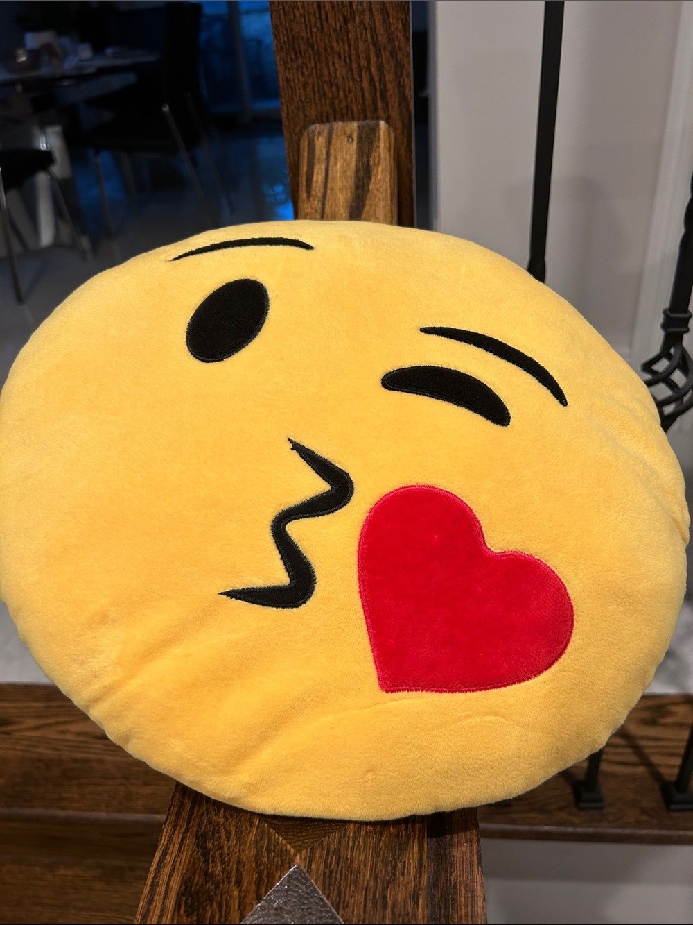 NWOT Yellow Emoji Kiss Heart Plush Pillow - Home Accent